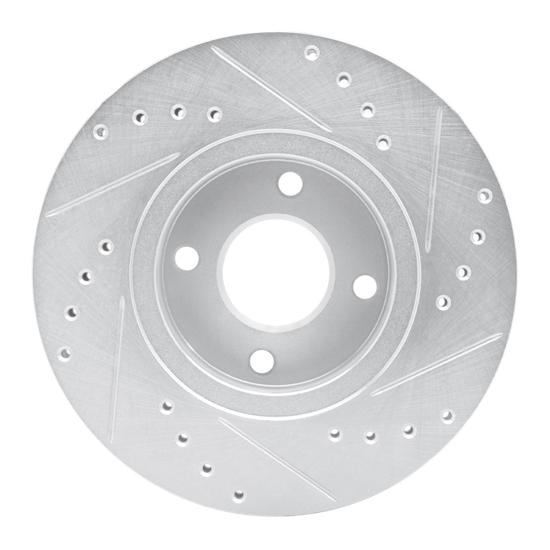 Ford Contour Brake Rotor (1) - Front Left - R1 Concepts - Drilled & Slotted - Silver - `98-`04